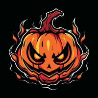pumkin halloween maskot logotyp för esport. pumkin halloween t-shirt design. pumkin halloween logotyp. pumkin halloween klistermärke vektor
