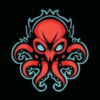 Tintenfisch Maskottchen Logo zum Esport. Tintenfisch T-Shirt Design. Tintenfisch Logo. Tintenfisch Aufkleber vektor