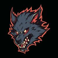 Wolf Maskottchen Logo zum Esport. Wolf T-Shirt Design. Wolf Logo. Wolf Aufkleber vektor