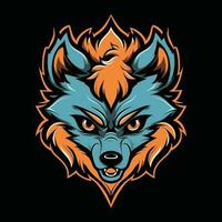 Wolf Maskottchen Logo zum Esport. Wolf T-Shirt Design. Wolf Logo. Wolf Aufkleber vektor