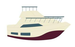 Yacht semi platt Färg vektor objekt. rekreations vattenskotrar. fartyg transport. segling. redigerbar tecknad serie klämma konst ikon på vit bakgrund. enkel fläck illustration för webb grafisk design