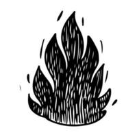 Gekritzelskizzenart der handgezeichneten Feuervektorillustration. vektor