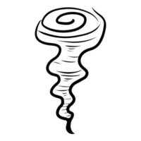 Gekritzelskizzenart der handgezeichneten Illustration der Tornadokarikatur für Konzeptdesign. vektor