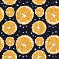 frisch Orange Obst Scheibe und Blume nahtlos Muster vektor