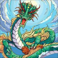 drakar är stor, serpentin varelser den där dyka upp i de folklore av många kulturer runt om de värld. de är vanligtvis avbildad som har fyra ben, en lång svans, och en par av vingar. vektor