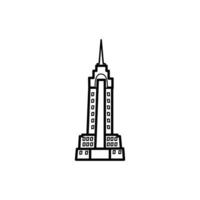 New York Wolkenkratzer Gebäude Linienstil-Symbol vektor
