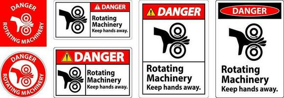 Achtung Zeichen rotierend Maschinen behalten Hände Weg vektor