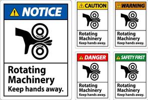 Achtung Zeichen rotierend Maschinen behalten Hände Weg vektor