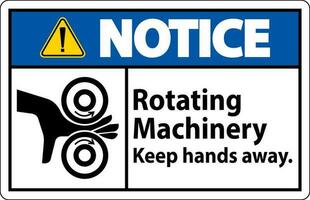 beachten Zeichen rotierend Maschinen behalten Hände Weg vektor