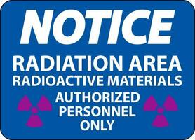 strålning lägga märke till tecken varning strålning område, radioaktiv material, auktoriserad personal endast vektor