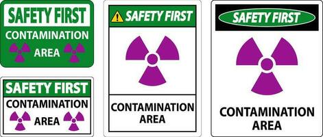Sicherheit zuerst radioaktiv Materialien Zeichen Vorsicht Kontamination Bereich vektor