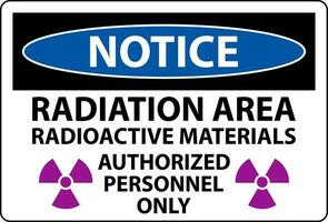 Strahlung beachten Zeichen Vorsicht Strahlung Bereich, radioaktiv Materialien, autorisiert Personal nur vektor