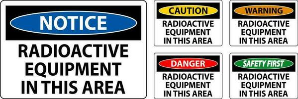 Vorsicht Zeichen Vorsicht radioaktiv Ausrüstung im diese Bereich vektor