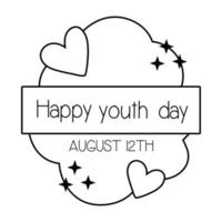 Happy Youth Day Schriftzug mit Herzlinienstil vektor
