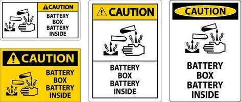Vorsicht Batterie Box Batterie Innerhalb Zeichen mit Symbol vektor