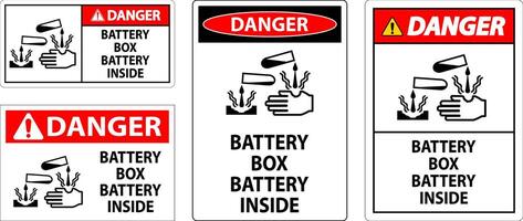 Achtung Batterie Box Batterie Innerhalb Zeichen mit Symbol vektor