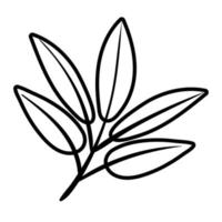 Zweig mit Symbol für den Linienstil der Blätter vektor