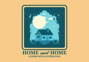 eben Illustration Design von ein Haus im das Urwald im Blau Farbe vektor