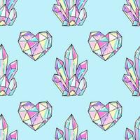 kristaller, ruter, och kristall hjärta sömlös mönster, bakgrund vektor