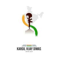 26: e juli kargil vijay diwas design begrepp med indisk flagga och armén social media posta vektor