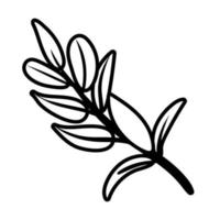 Zweig mit Symbol für den Linienstil der Blätter vektor