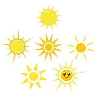 sol.sol ikoner uppsättning. design element. platt vektor illustration.