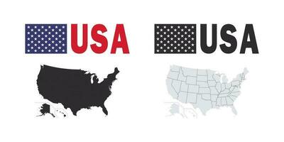 USA Karta och tecken med flagga. Karta av de förenad stater. vektor skalbar grafik