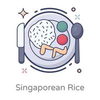 trendiger singapurischer Reis vektor