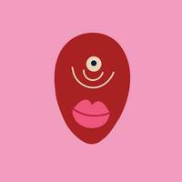 röd rolig bisarr utomjording med ett öga och stor mun. illustration i en modern barnslig ritad för hand stil vektor
