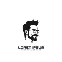 Mann Logo mit Brille und Schnurrbart Symbol Silhouette Vektor isoliert auf Weiß Hintergrund.