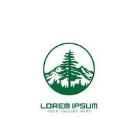 Berge mit Bäume Logo Symbol. Vektor Illustration