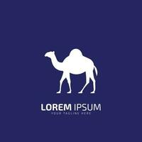 Weiß Kamel Illustration Tier Logo Silhouette Vektor Symbol auf Blau Hintergrund