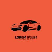 Auto Stil Auto Logo Design Fahrzeug Symbol Illustration Silhouette auf Orange Hintergrund. Vektor Illustration.