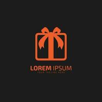 kärlek låda logotyp. gåva och presenterar affär. orange låda. 3d illustration. kontur alternativ. vektor