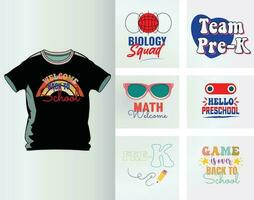 tillbaka till skola design bunt för t skjorta, merch design, kläder design, klistermärke design, muggar design, vektor