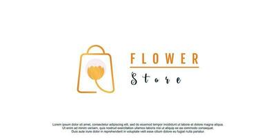 Beauty-Store-Logo-Design mit Blumen- und Taschenkonzept vektor