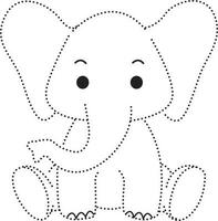 Elefant Tier gepunktet Linie trainieren zeichnen Karikatur Gekritzel kawaii Anime Färbung Seite süß Illustration Zeichnung Clip Kunst Charakter Chibi Manga Comic vektor