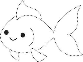 fisk sällskapsdjur vatten- djur prickad linje öva dra tecknad serie klotter söt anime färg sida söt illustration teckning klämma konst karaktär chibi manga komisk vektor