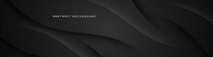3d svart geometrisk abstrakt bakgrund överlappning lager på mörk Plats med vågor dekoration. minimalistisk modern grafisk design element Skära ut stil begrepp för baner, flygblad, kort, eller broschyr omslag vektor