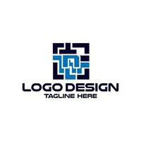 Brief n mit Barqode Technologie Logo Design Vektor