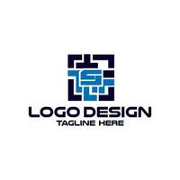 Brief s mit Matze Technologie Logo Design Vektor