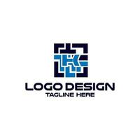 Brief k mit Barqode Technologie Logo Design Vektor