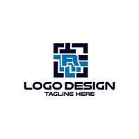 Brief r mit Matze Technologie Logo Design Vektor