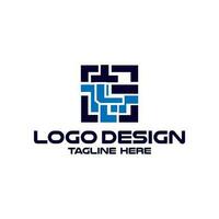 brev l med labyrint teknologi logotyp design vektor