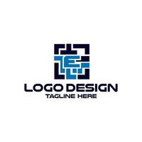brev e med barqode teknologi logotyp design vektor