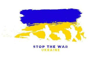 halt das Krieg im Ukraine. ukrainisch Land Symbole im Blau Gelb ua National Farben auf Weiß Hintergrund vektor