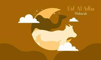 feiern eid al adha Mubarak islamisch Hintergrund mit Qurban Tiere vektor