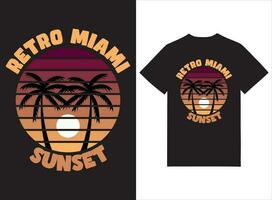 retro miami solnedgång sommar t-shirt design vektor