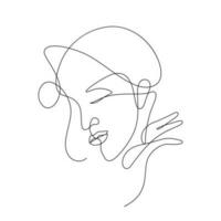 elegant linje konst av kvinna ansikte i kontinuerlig linje teckning feminism och skönhet begrepp vektor