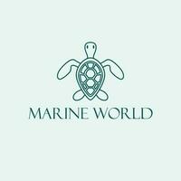 Marine Welt Vektor Logo Design. Schildkröte Logotyp. Ozean Welt Logo Vorlage.